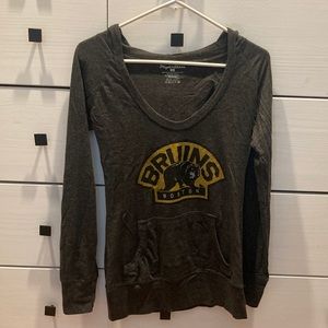 Wright & Ditson Boston Bruins NHL t-shirt hoodie gray throwback logo slim fit L